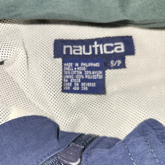 Nautica Colorblock Windbreaker Jacket - Navy & Forest Green Y2k 90s Small - Picture 7 of 10